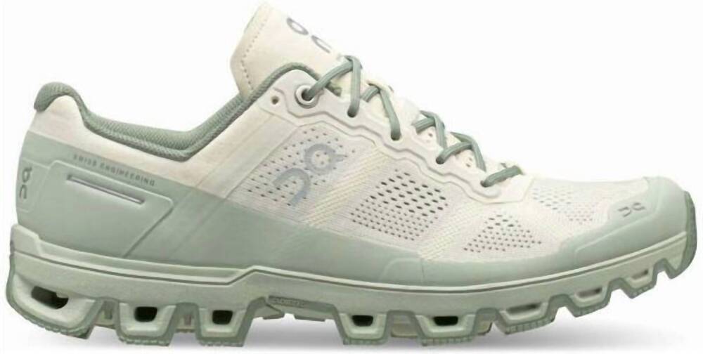 NEW ON women's cloudventure shoe in white/moss